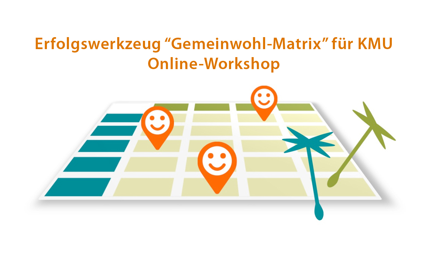 Symbolische Grafik der Die Gemeinwohl-Matrix für Unternehmen, Bewusstseins- und Management-Werkzeug für werte-orientiertes und nachhaltiges Wirtschaften